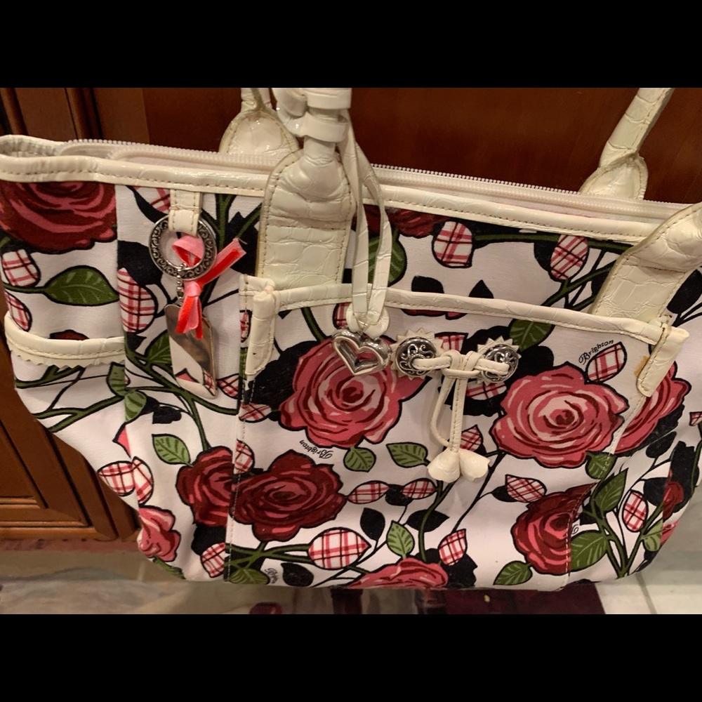 Fun Brighton floral canvas with leather trim